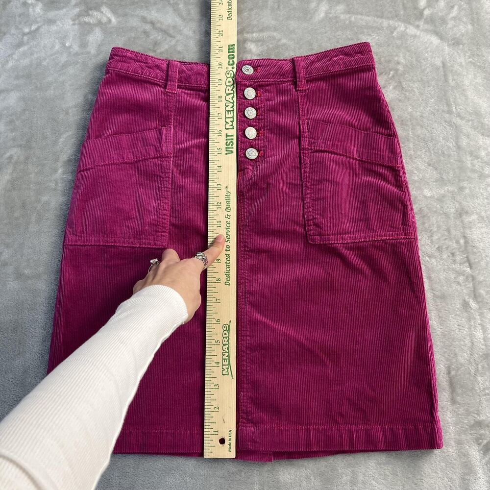 Pilcro Skirt Womens‎ 2 Pink Corduroy Front Button Mini High Waist Pockets Boho - Picture 5 of 6